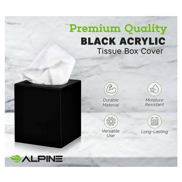 Matte black tissue box cover - Picture 2 of 7